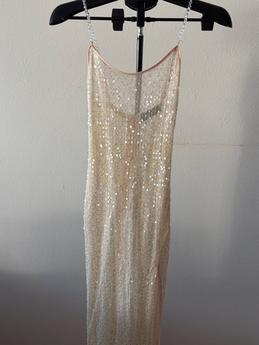 AKIRA Champagne Sequin Strapless Slip Dress